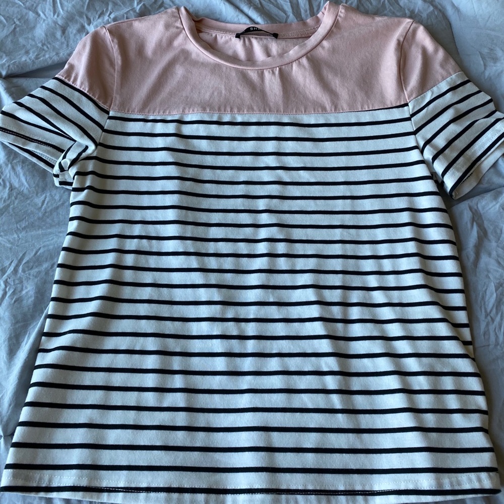 Light pink and striped shirt
